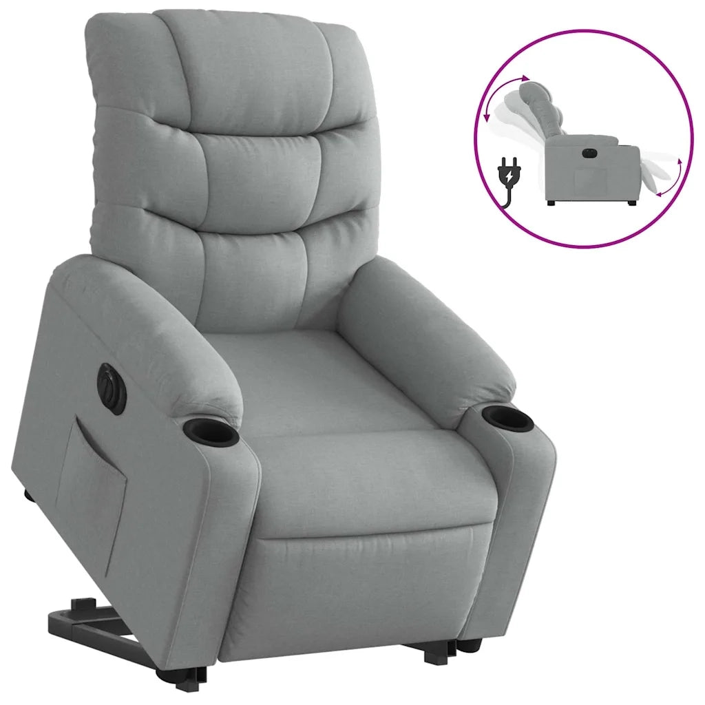Poltrona Reclinante Alzapersona Elettrica Grigio Chiaro Tessuto 3206663