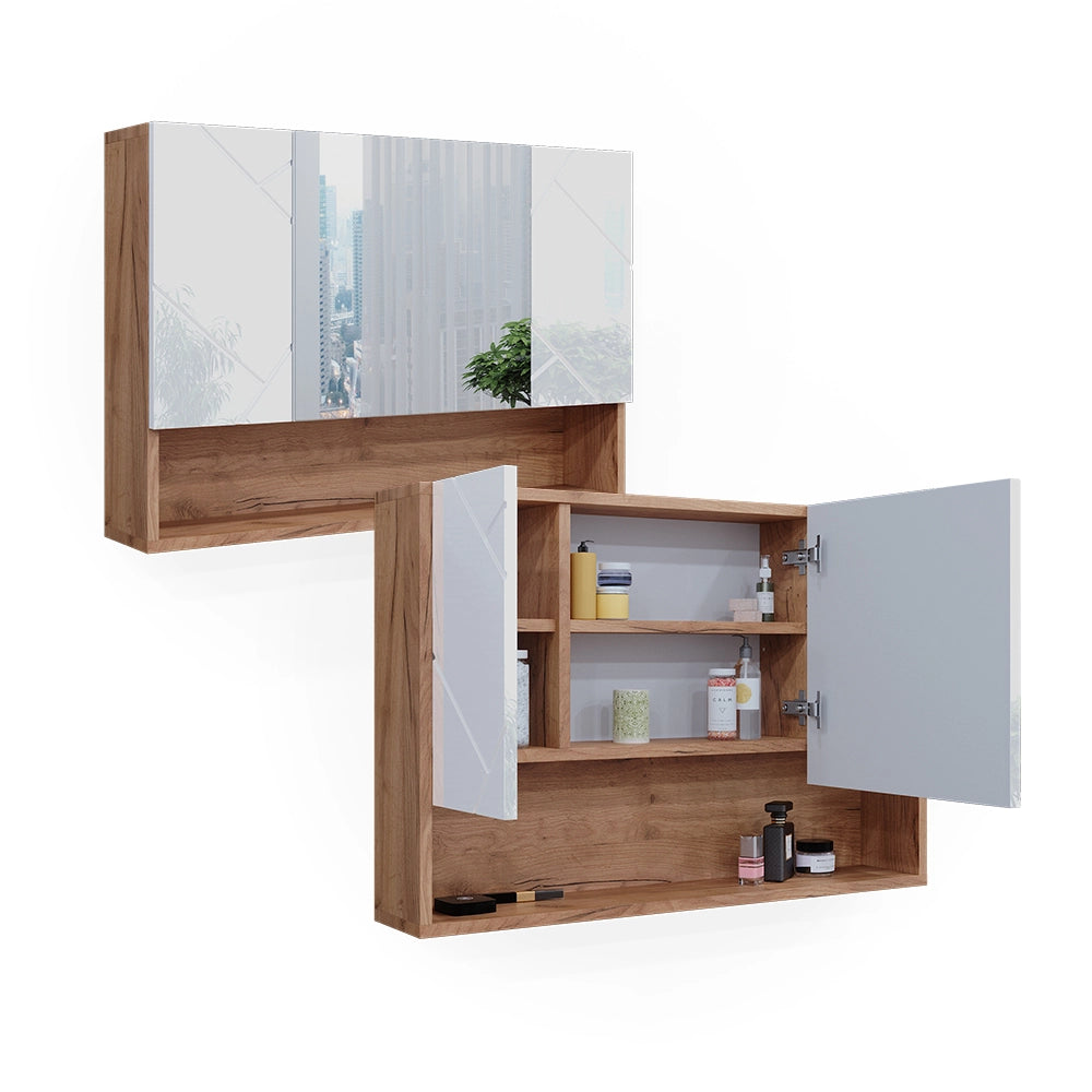 Vicco Specchio contenitore bagno Bianco lucido/oro power oak 17 x 55 cm