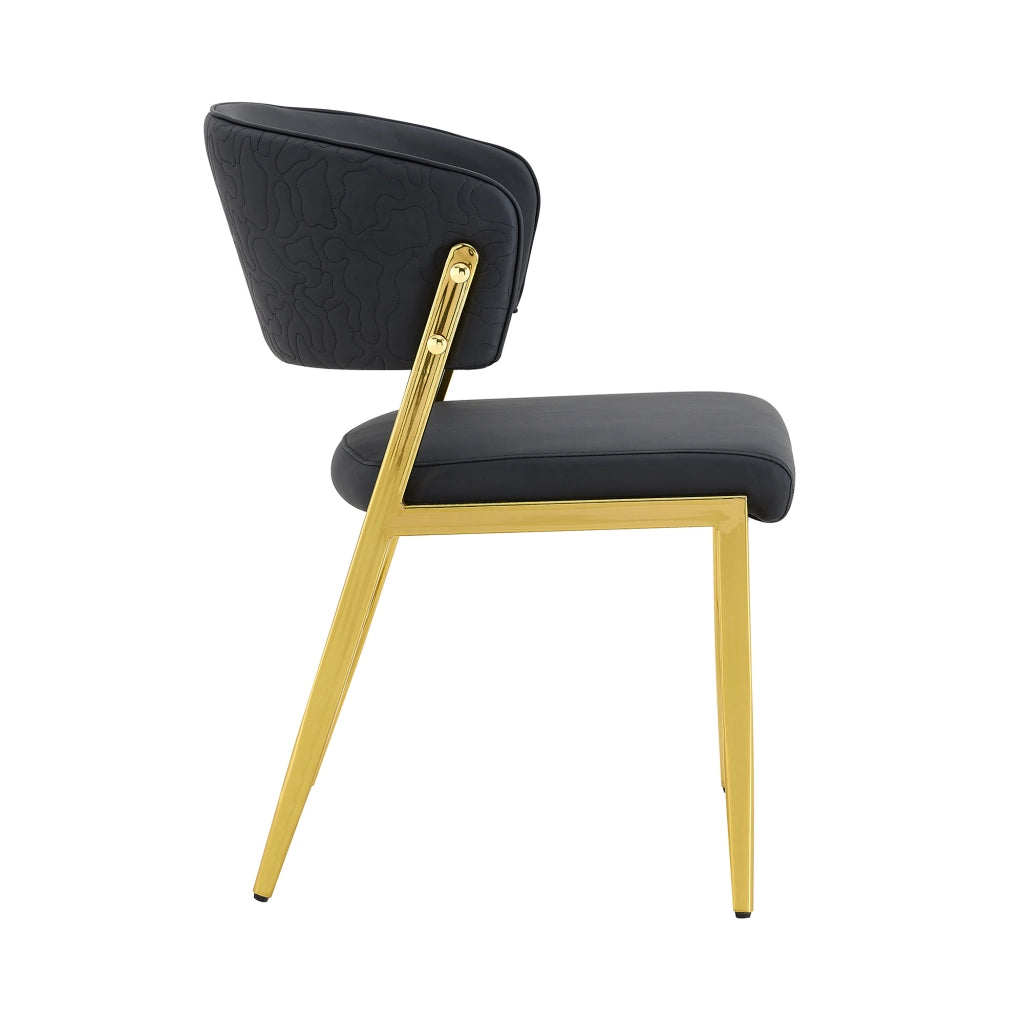 SEDIA da pranzo moderna con schienale curvo in PU nero, Set da 2 pezzi