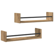 2 pz Scaffale da parete | Ripiano a parete | Mensola a parete Rovere artigianale 60 x 16 x 14 cm