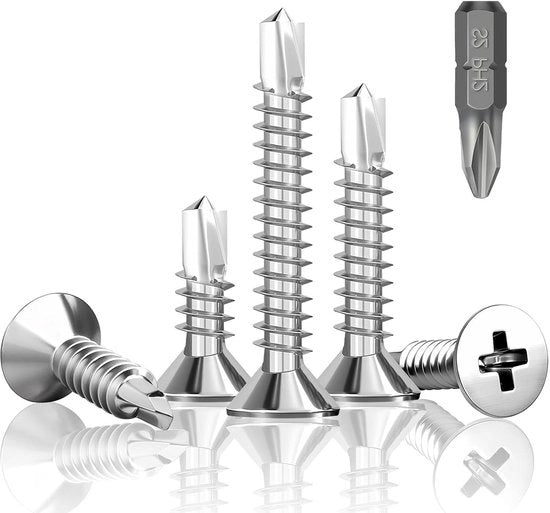 Viti a sezione autoportante M4.8 x 32 mm in acciaio inossidabile 410 con testa galvanizzata - Viti per foratura