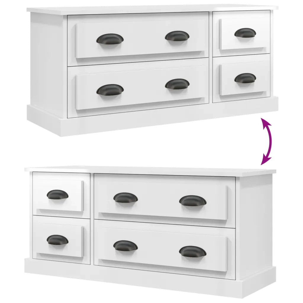 Mobile Porta TV-Mobile per TV-Credenza TV Bianco Lucido 100x35,5x45 cm Legno Multistrato