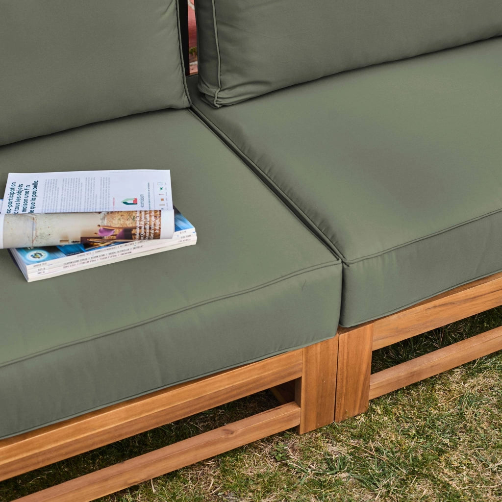 Salotto da giardino in legno, 5 posti, marrone naturale