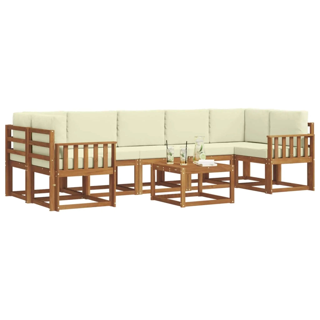 Set di divani da esterno con cuscino 8 pcs Naturale e Crema 3366143