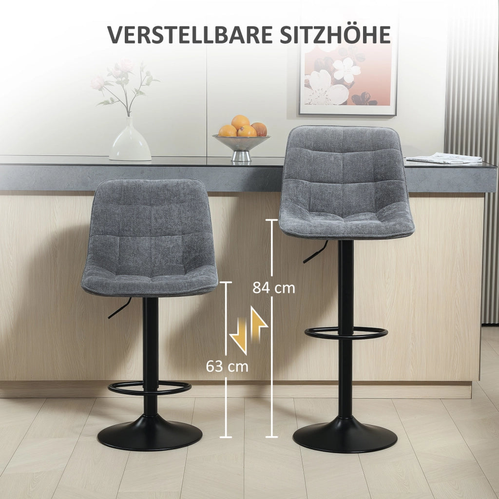 Sgabelli da bar 2 pezzi con schienale ¨C zephmum ¨C girevoli, regolabili in altezza, grigio scuro