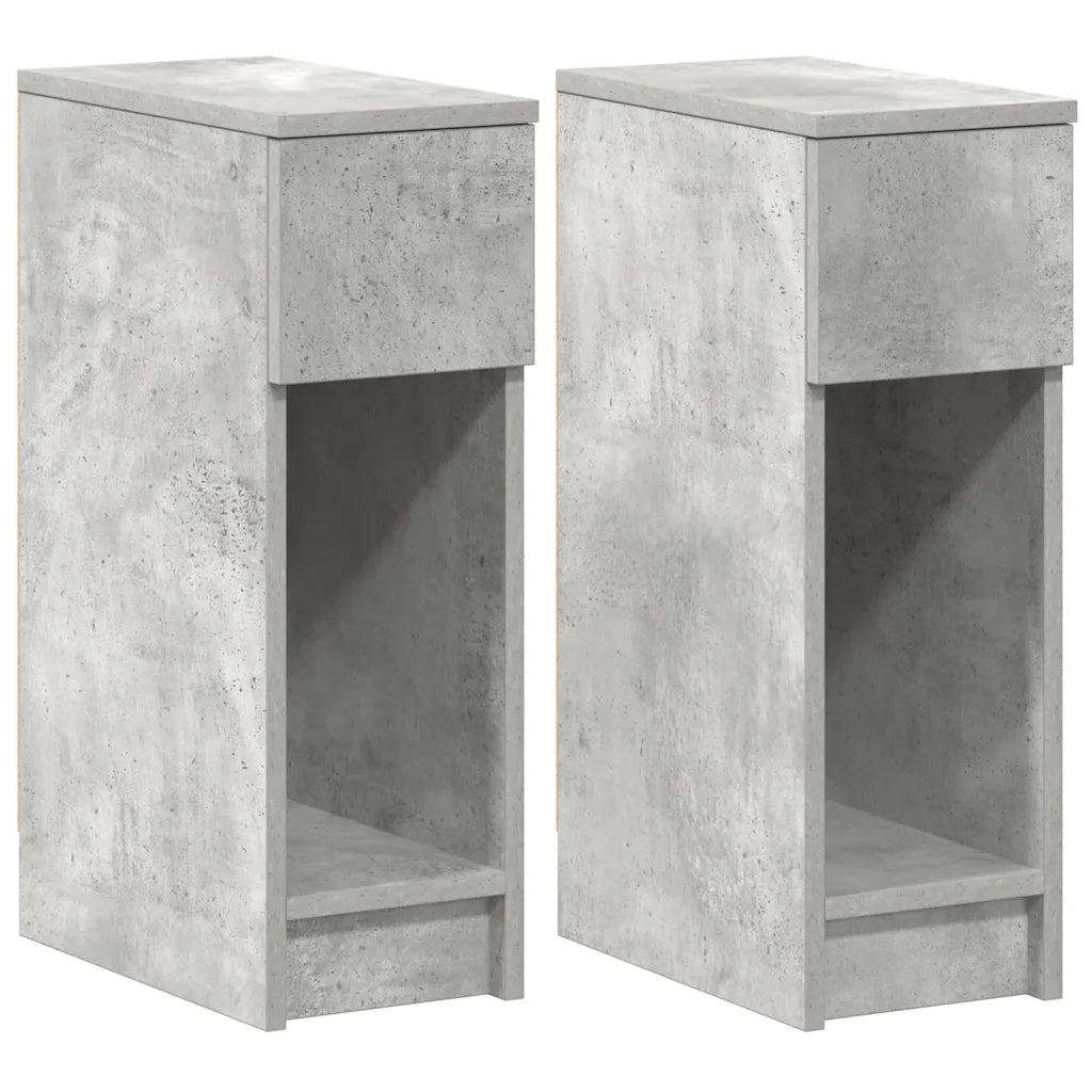 Set di 2 Comodini | Armadio da Notte | Mobiletto da notte con Cassetto Grigio Cemento 20x36x60 cm