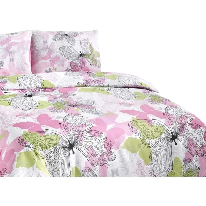 Set letto - 1 copripiumino 220 x 240 cm + 2 federe 60 x 60 cm - 65% cotone, 35% poliestere - Rosa