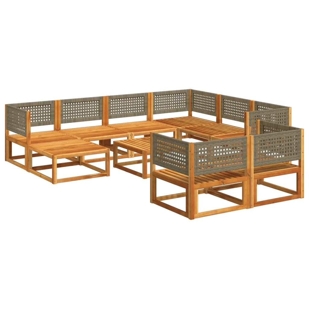 Set di divani da giardino 10 pezzi con cuscini in legno di acacia e rattan