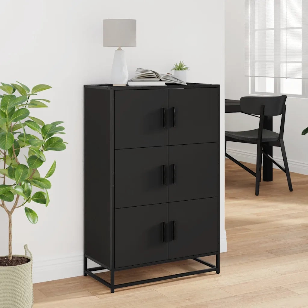 Credenza Nera 68x35x106,5 cm Legno Multistrato Metallo 849069