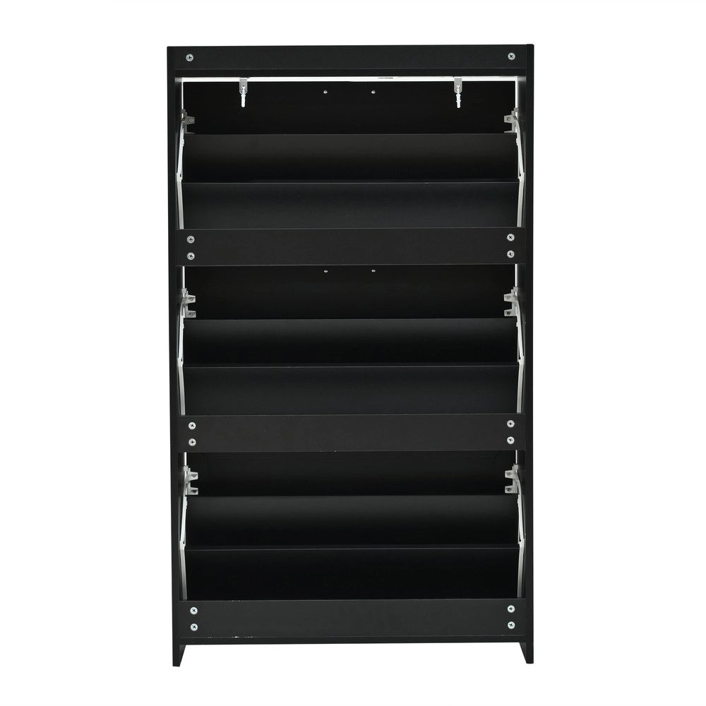Scarpiera Alta con 6 Ripiani ¨C MINIMAL ¨C Nero, MDF e Truciolato, 70x24x120 cm
