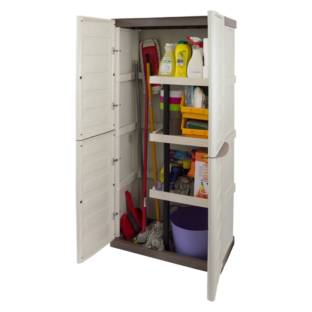 Mobile da Giardino Ipno, Armadio da Esterno 3 Ripiani Made in Italy, 39x70x165h cm Beige