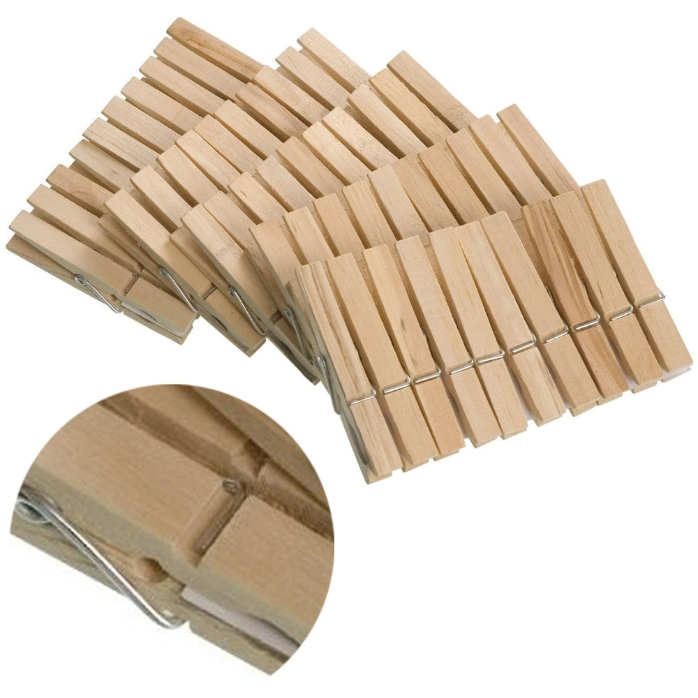 Trade Shop - 40 Mollette Da Bucato In Legno Naturale Molletta Stendino Panni Panno Lavaggio -