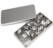 Set di 30 stampi per biscotti, 4 stampi in acciaio inossidabile per biscotti mini, set di stampi geometrici per biscotti in acciaio inossidabile, stampi a stella, a fiore, a sei angoli, a cuore, per torte e biscotti di fondant.