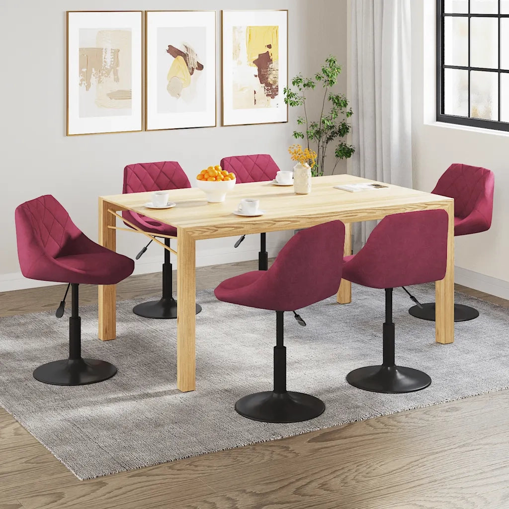 Sedie da Pranzo Girevoli 6 pz Rosso Vino in Velluto 3088808