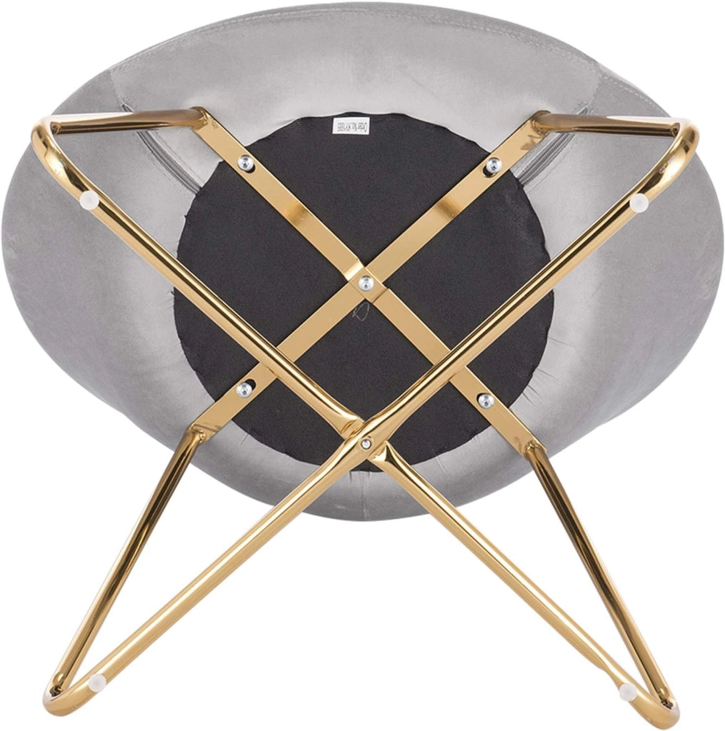Set di 2 Sedie sala da pranzo Sedie cucina moderne poltrona, Adatte per Sala pranzo Soggiorno, Camera da Letto, Schienale, Tessuto di velluto, Oro Metallo, Grigio Chiaro BH217hgr-2