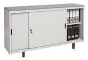Armadio per ufficio con top in legno e ante scorrevoli metalliche cm. 180x45x99H