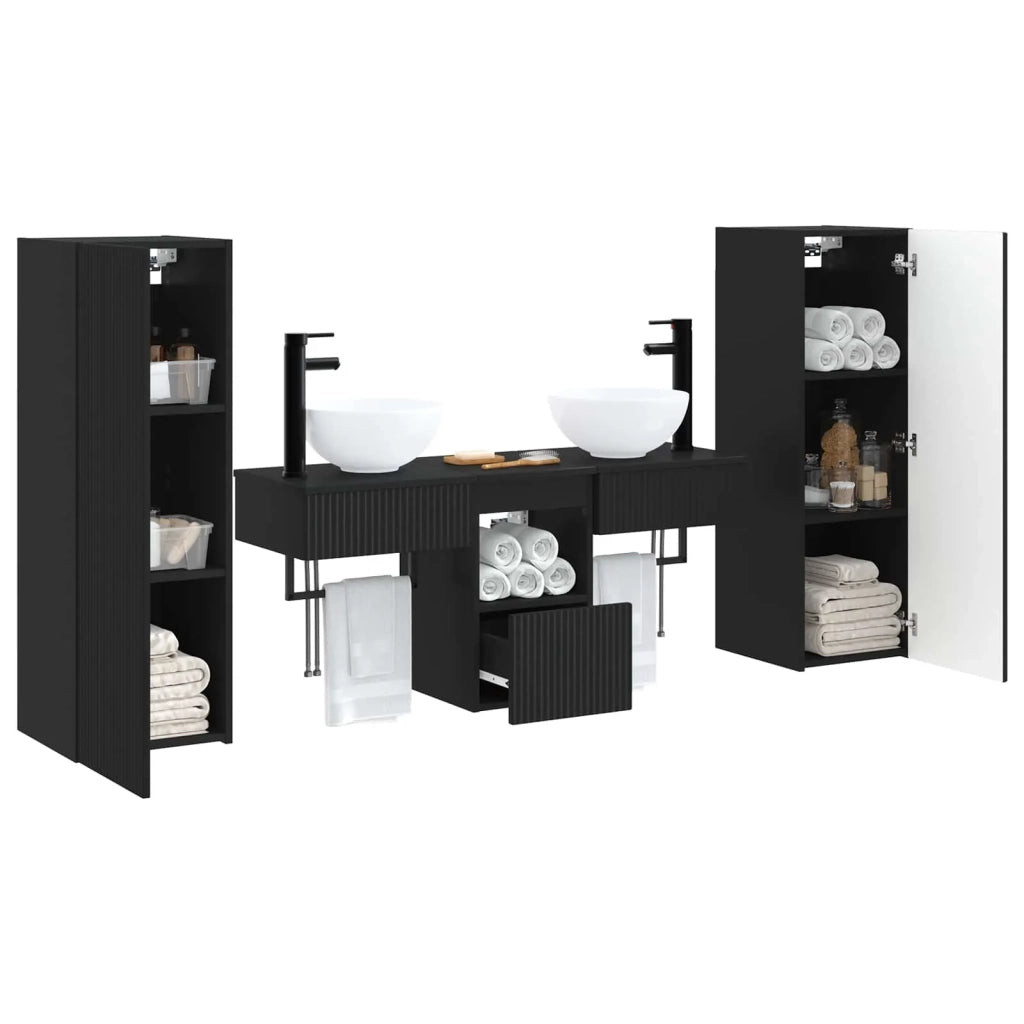Set di mobili per il bagno 5 pz Nero 33 x 34,5 x 100 cm 3405964