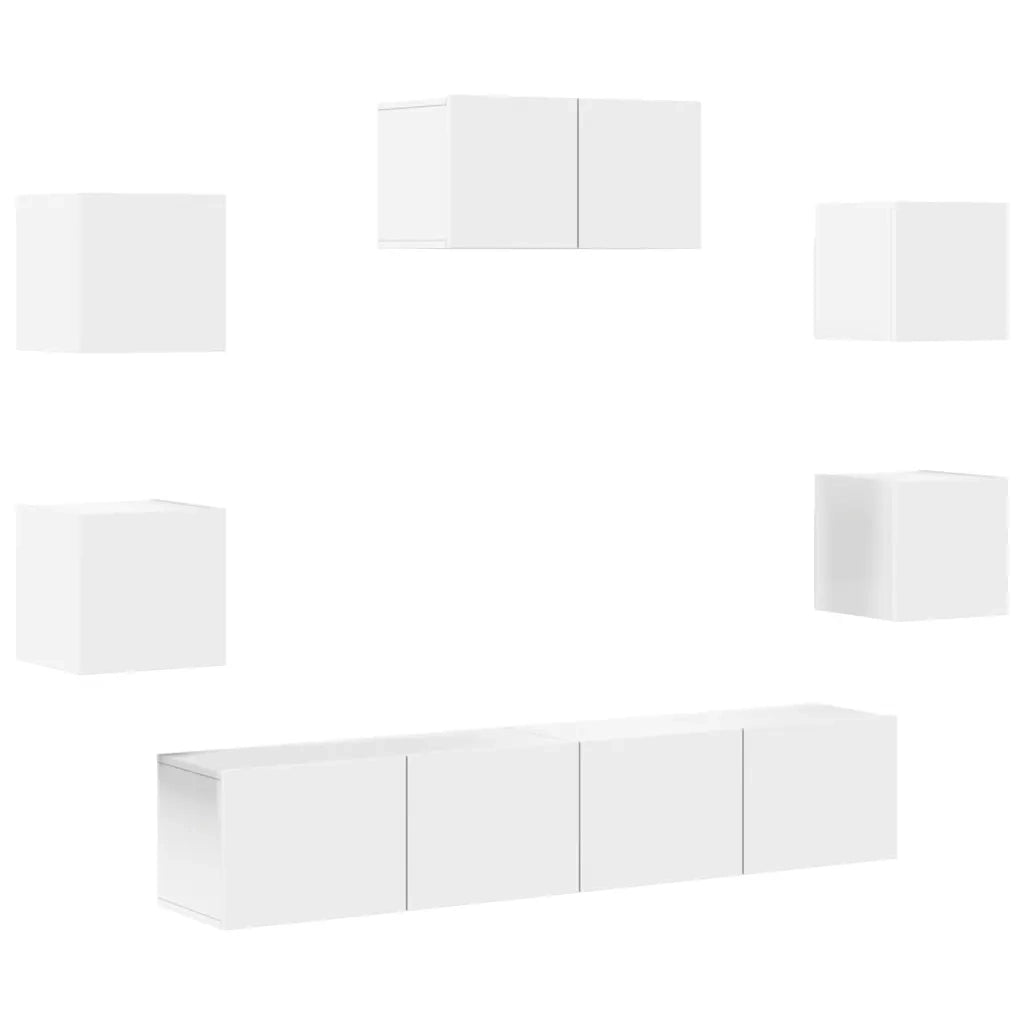Set di Mobili Porta TV 7 pz Bianco in Legno Multistrato 3114502