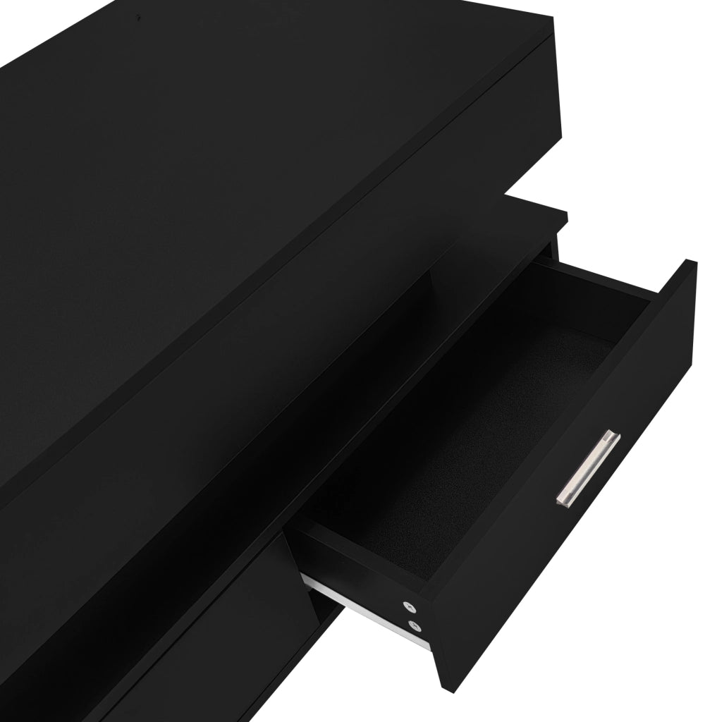 Tavolino da caff猫 100x50x44 cm; alzata idraulica con LED e vani contenitore; truciolare nero