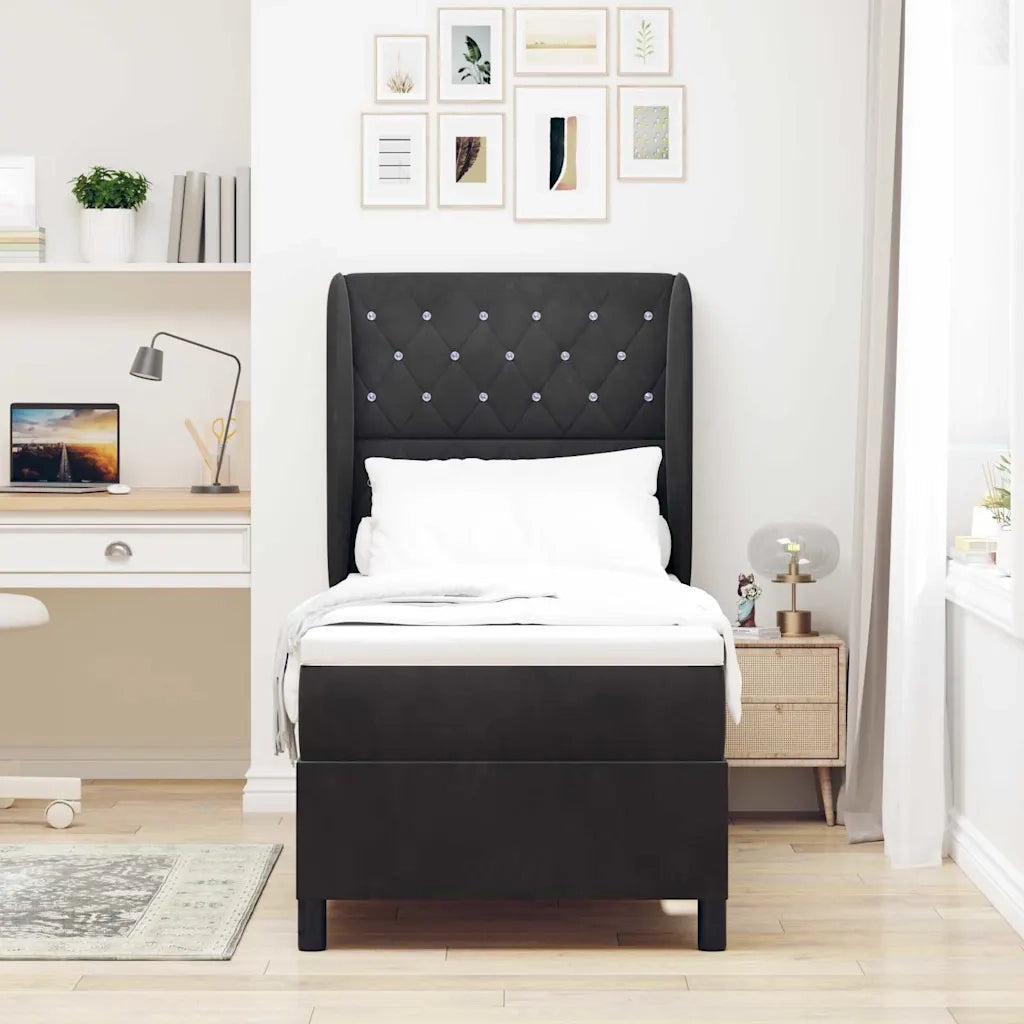 Letto a molle con materasso Nero 200 x 80 cm Poliestere 3340846