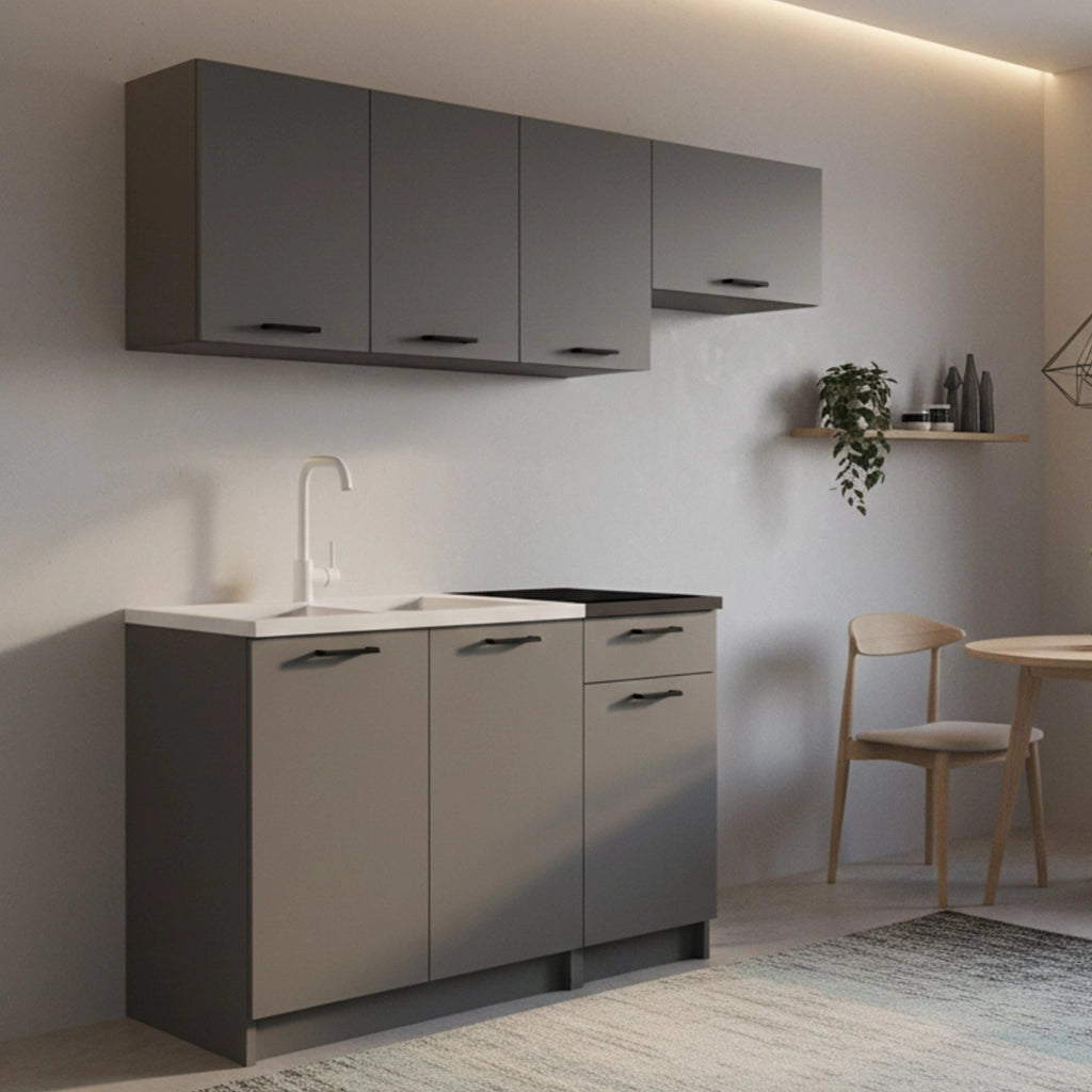 Cucinino Cormone, Cucina un Ripiano, Nero Antracite