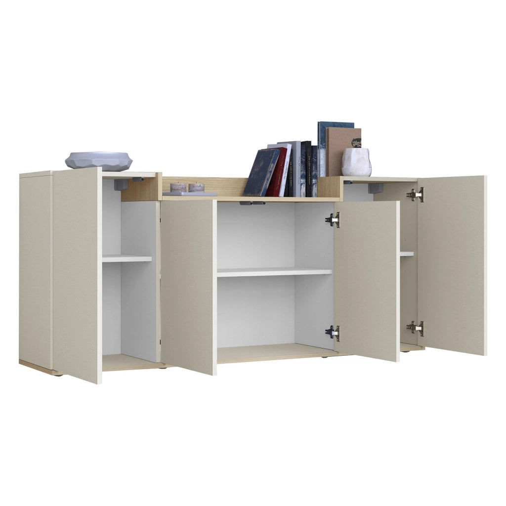 Madia Swink, Credenza 6 Ripiani Made in Italy, 160x35x70h cm Bianco Cashmere