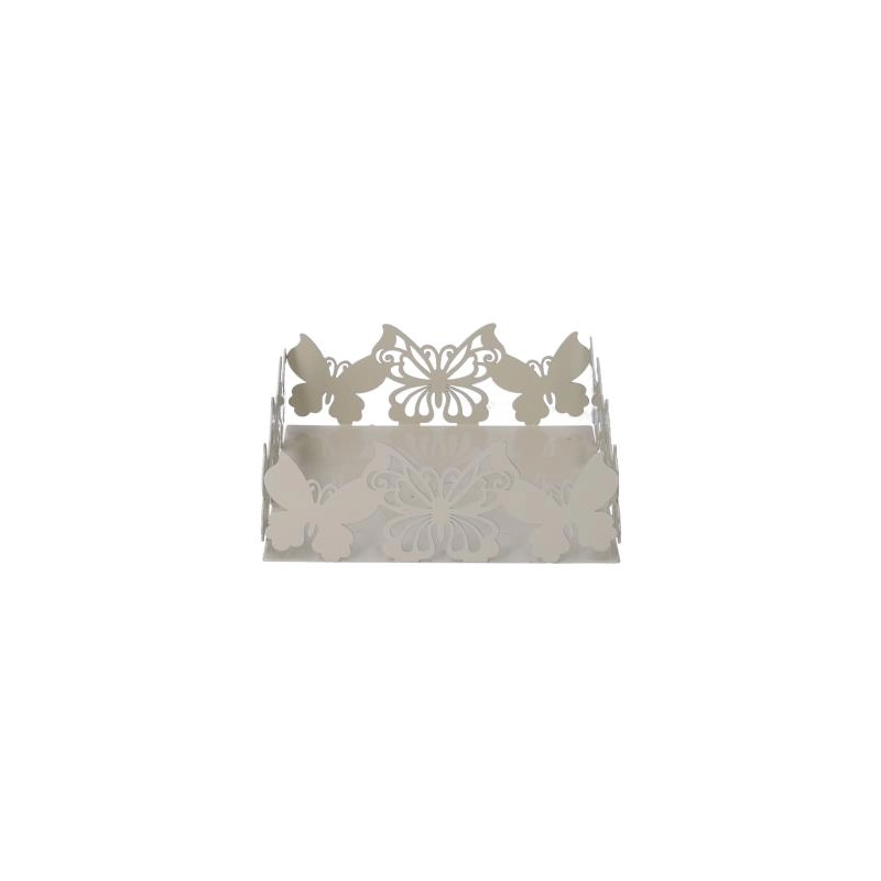 Portatovaglioli metallo farfalla crema quadrato cm 16,5x16,5h6