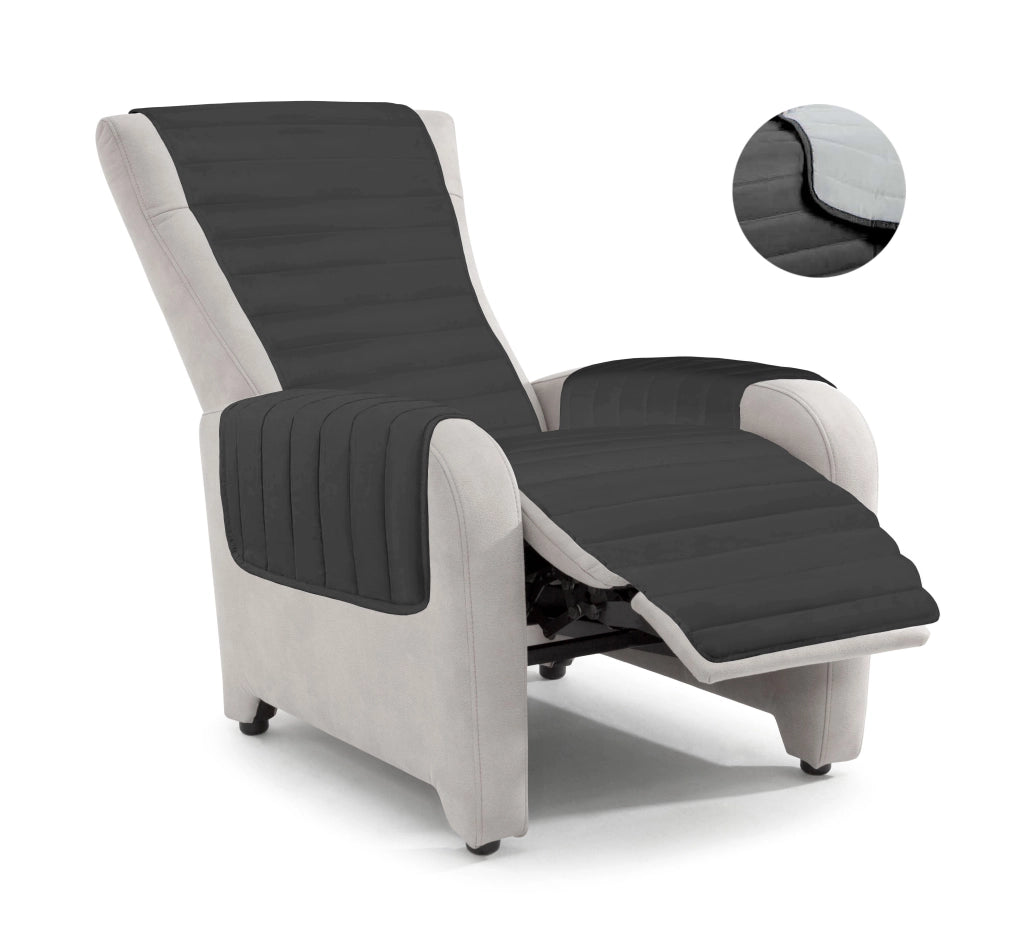 Copripoltrona Trapuntato Doubleface Grigio Chiaro/Grigio Scuro