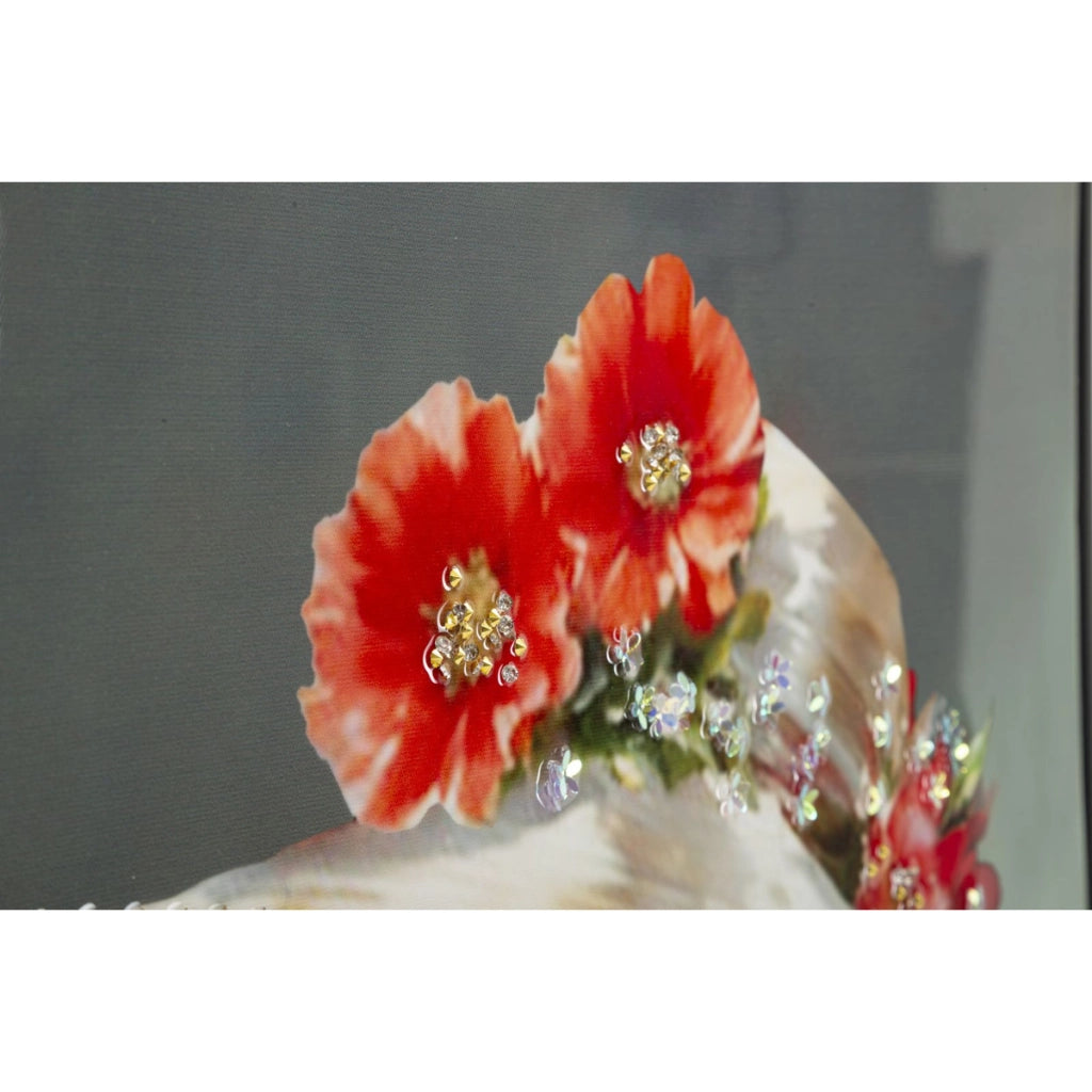 Dipinto su tela Elegant B dama con cappello e papaveri, 52x152 cm