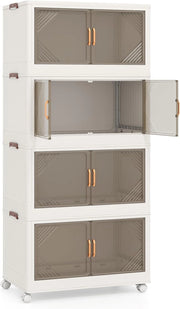 Scatole portaoggetti con coperchio, contenitore con ruote, porte, maniglie, organizer per soggiorno, camera da letto, dormitorio (284 l, 65 x 39 x 142 cm)
