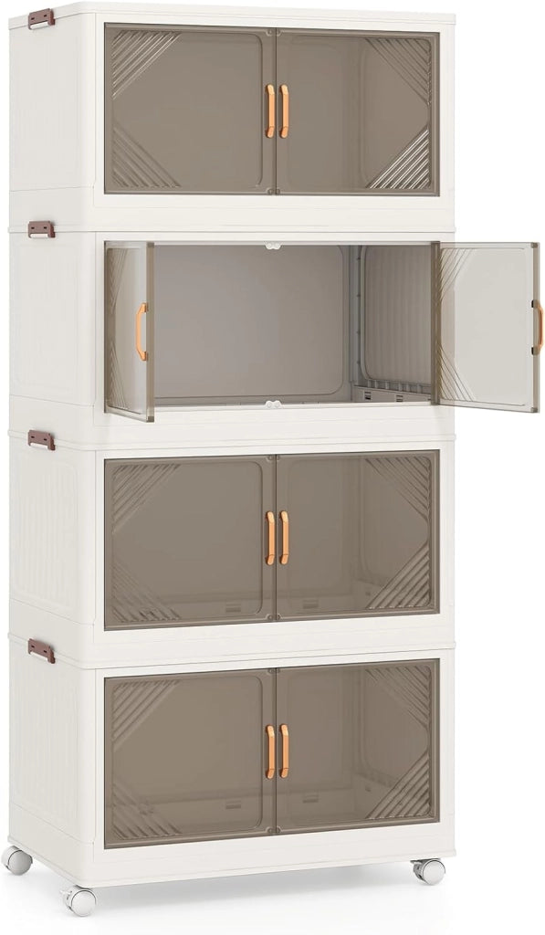 Scatole portaoggetti con coperchio, contenitore con ruote, porte, maniglie, organizer per soggiorno, camera da letto, dormitorio (284 l, 65 x 39 x 142 cm)