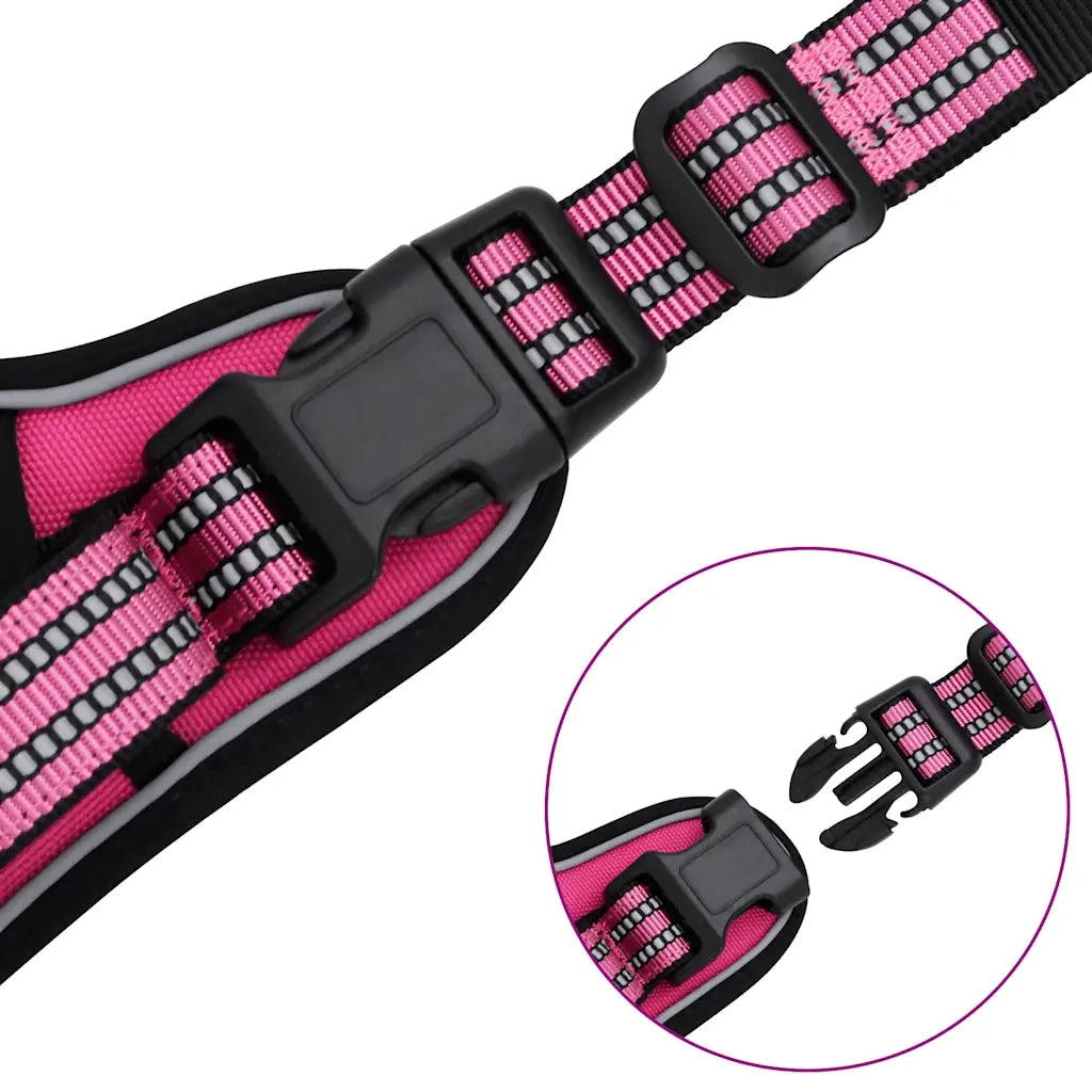 vidaXL Pettorina per Cani con Guinzaglio e Collare Regolabile Rosa L