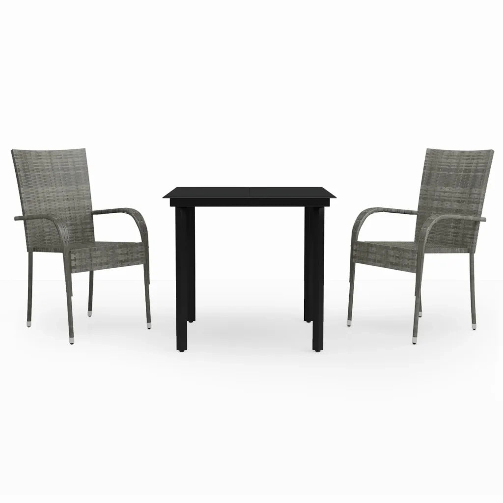 Set da Pranzo per Giardino 7 pz con Cuscini Grigio e Nero cod mxl 39848