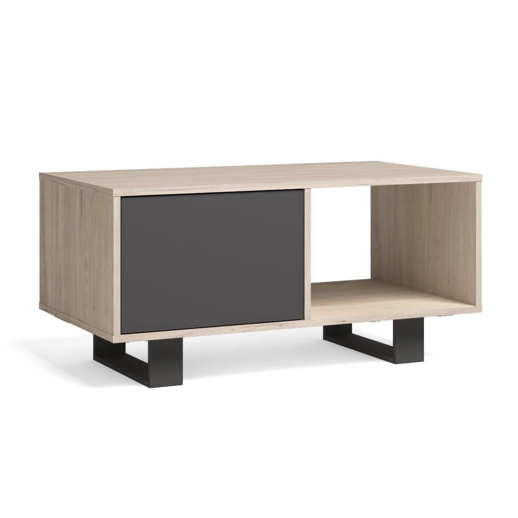 Tavolino con porte 92x50x45cm modello WIND, colore Rovere e grigio antracite RF1009