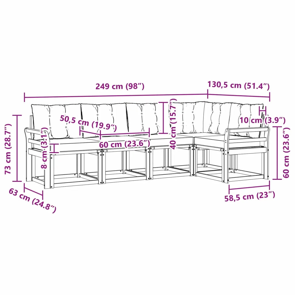 Set di divani da esterno con cuscino 5 pcs 3389478