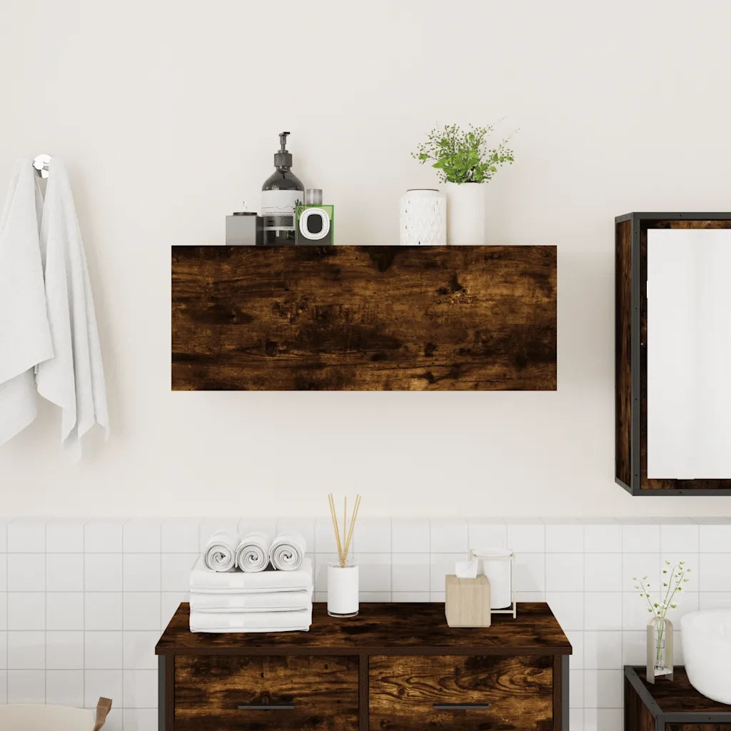 Armadietto Bagno Rovere Fumo 80x25x30 cm in Legno Multistrato 860080