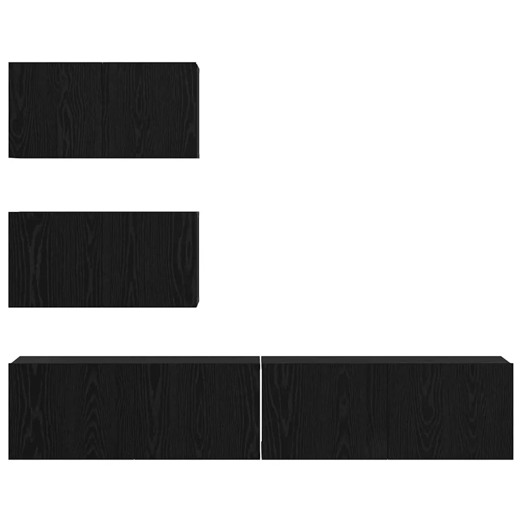 Set mobile TV 4 pcs Rovere Nero Legno ingegnerizzato 3393394