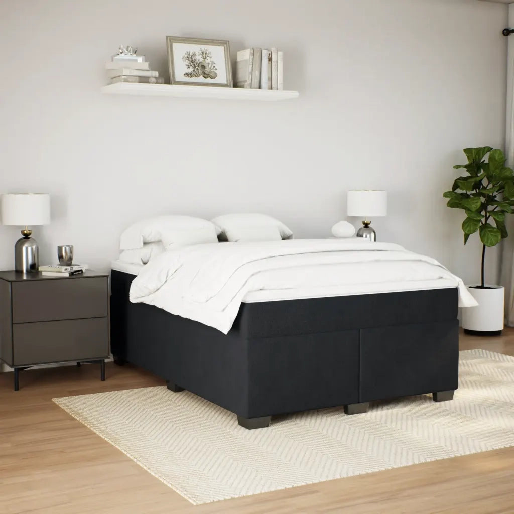 Giroletto a Molle con Materasso Nero 140x200 cm in Velluto