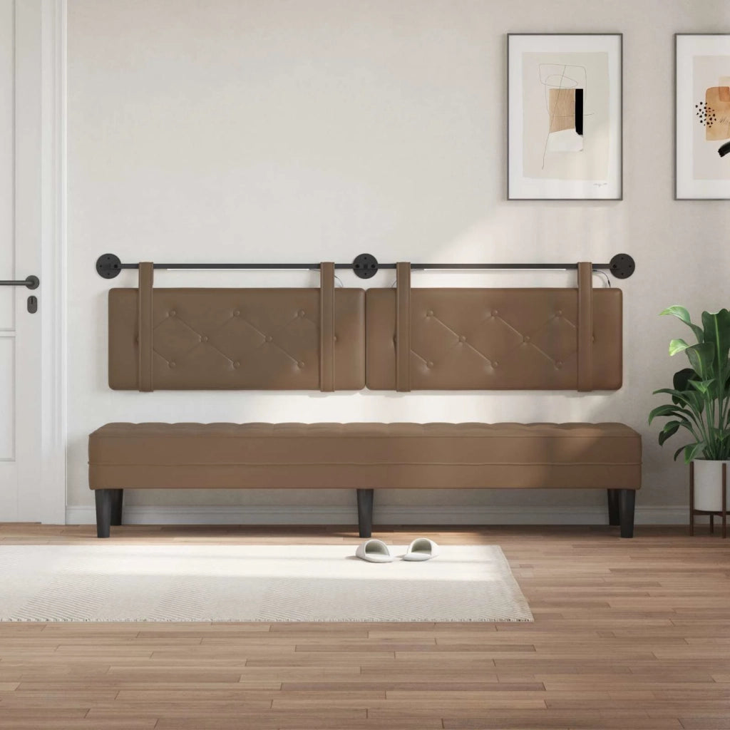 Testiera sospesa Con luce LED Cappuccino Similpelle 3424265