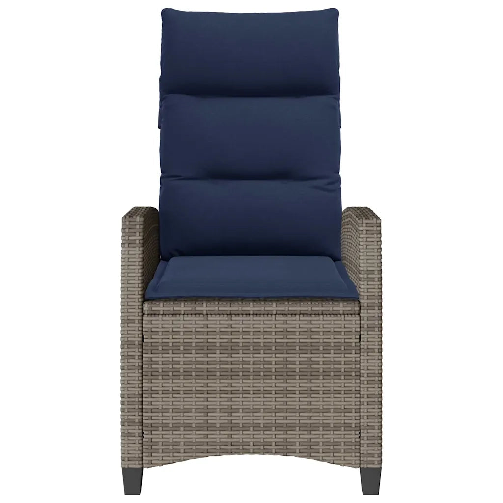 vidaXL Sedia Reclinabile da Giardino con Tavolino Grigio Polyrattan