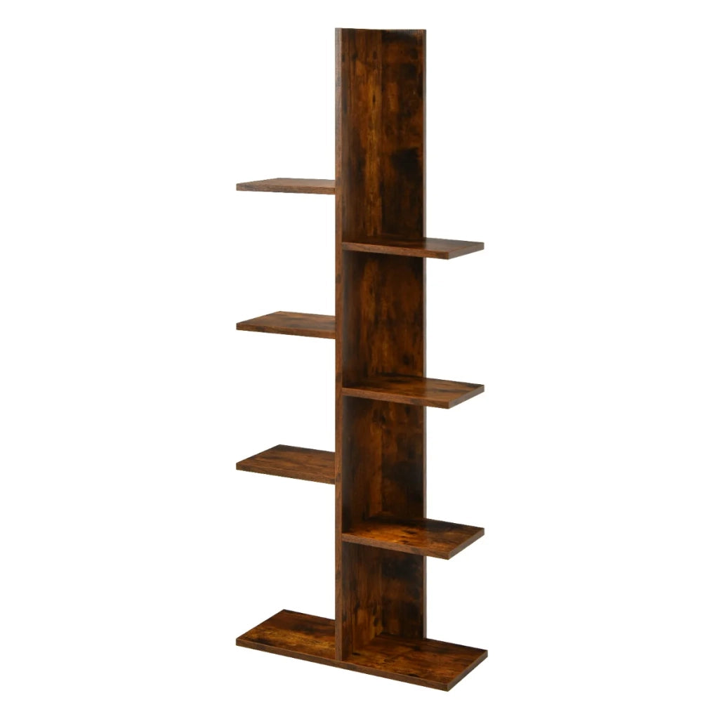 Libreria a forma di albero a 8 ripiani 50 x 20 x 141 cm design moderno multifunzionale legno ingegnerizzato marrone rustico 20_0010738