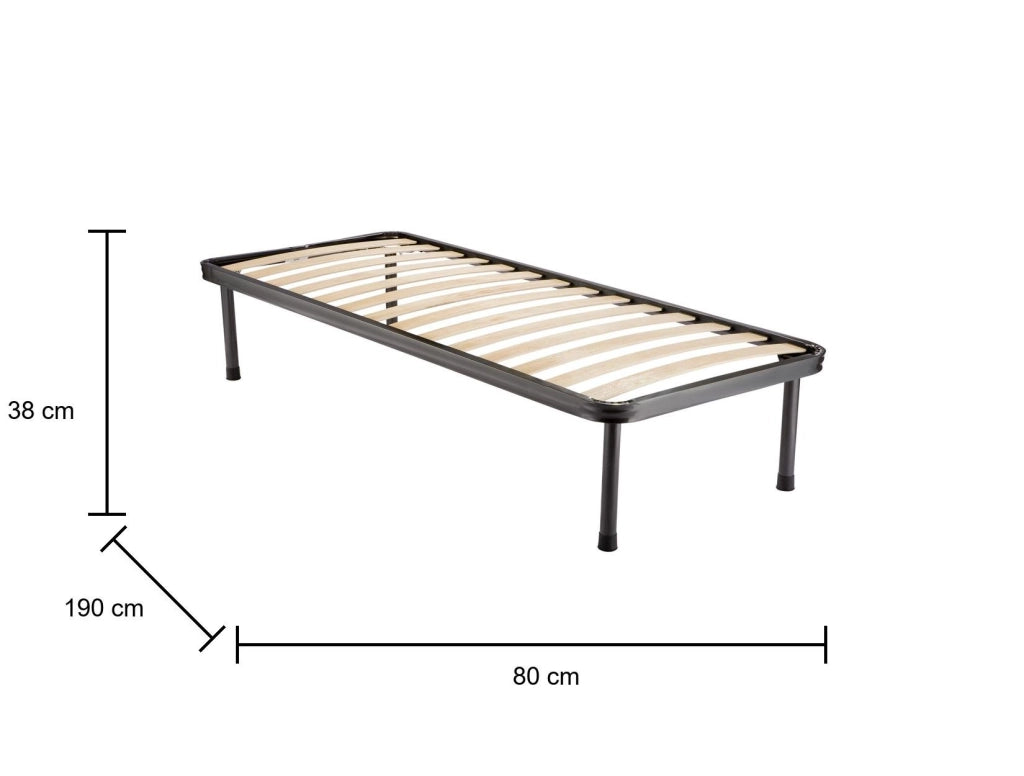 Rete letto singolo Ischia, Rete ortopedica a doghe, 100% Made in Italy, Cm 80x190h38, Antracite