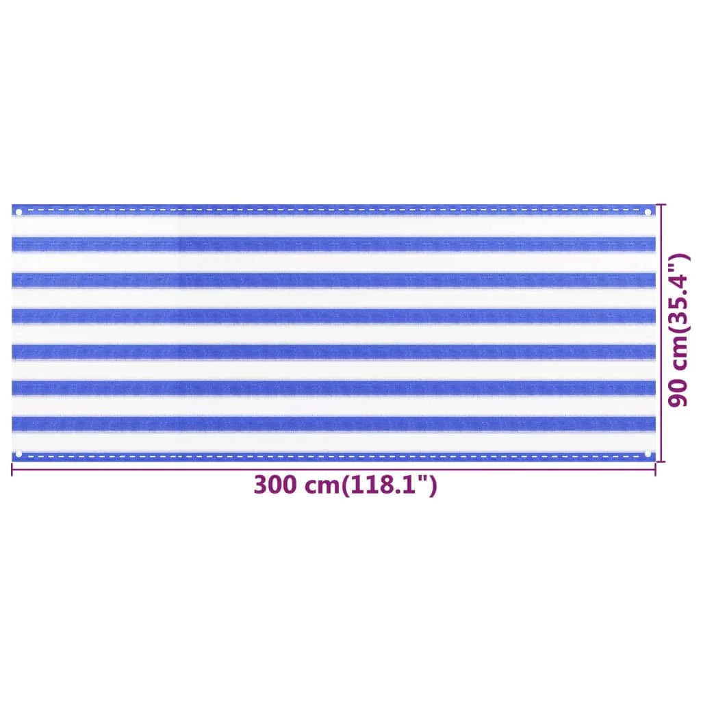 Schermo per balcone schermo per la privacy 90 x 300 cm HDPE blu e bianco 02_0010125