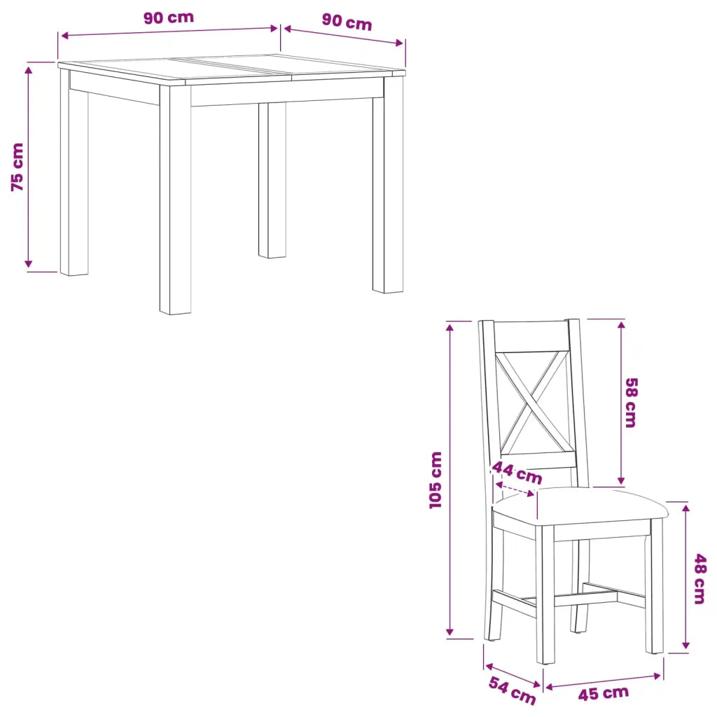 Set da pranzo 3 pz Nero Legno di Quercia Massello 3430328