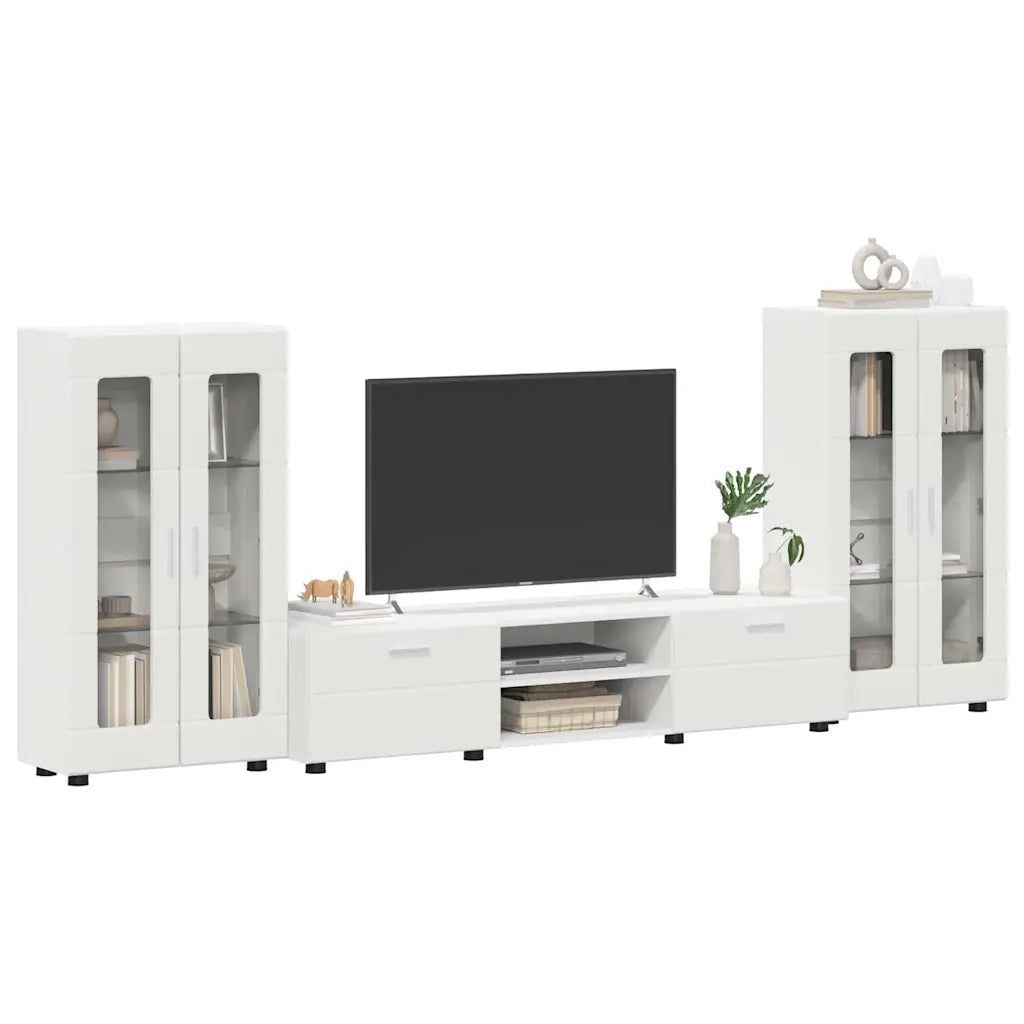 Set mobile TV con cassetto FLORIN Bianco Legno multistrato