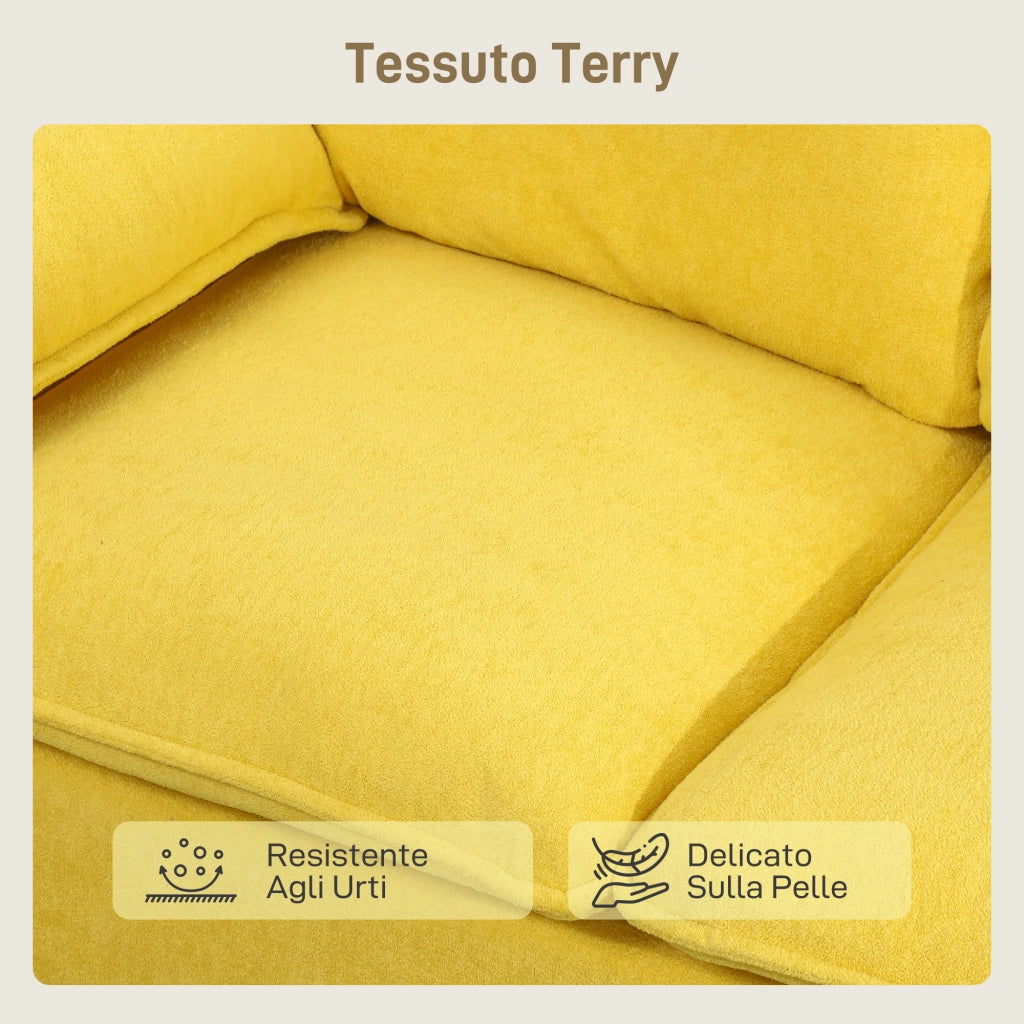 Divano 2 Posti con Cuscini Tessuto Morbido ¨C Zephmum ¨C 130x77x84 Giallo
