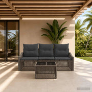 Set Divano da Giardino 4 pz Grigio polyrattan 3435926