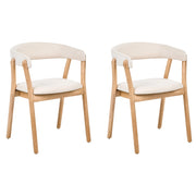 Set di 2 sedie da pranzo in legno chiaro e tessuto poliestere bianco sporco Gambe in legno di gomma Stile retrò tradizionale