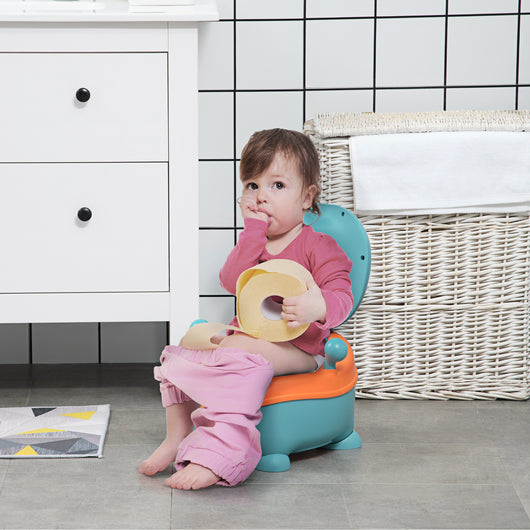 Vasino Ergonomico per Bambini 6+ Mesi con Schienale e Vaschetta Rimovibile Blu Arancione