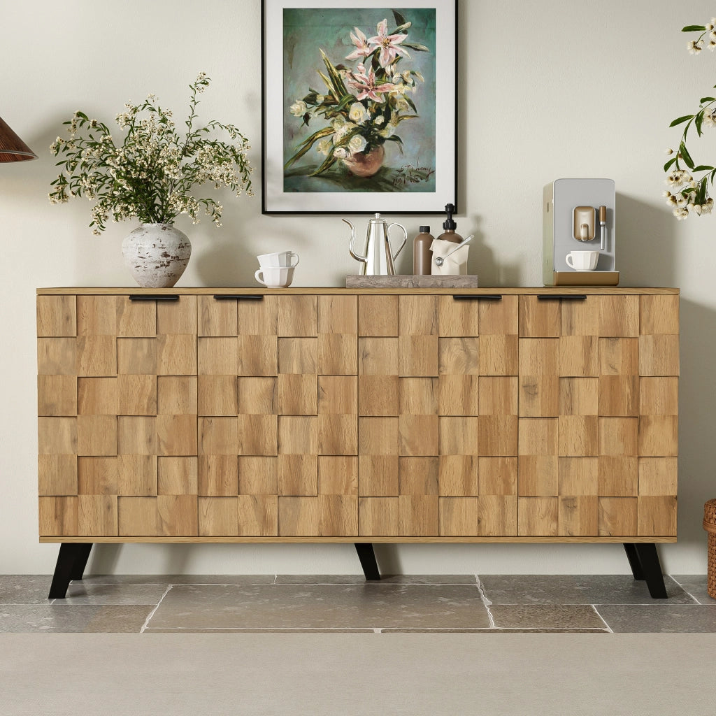 Credenza con 4 ante e ripiani regolabili per soggiorno; camera da letto e sala da pranzo; legno; 160;5 × 35;5 × 78 cm